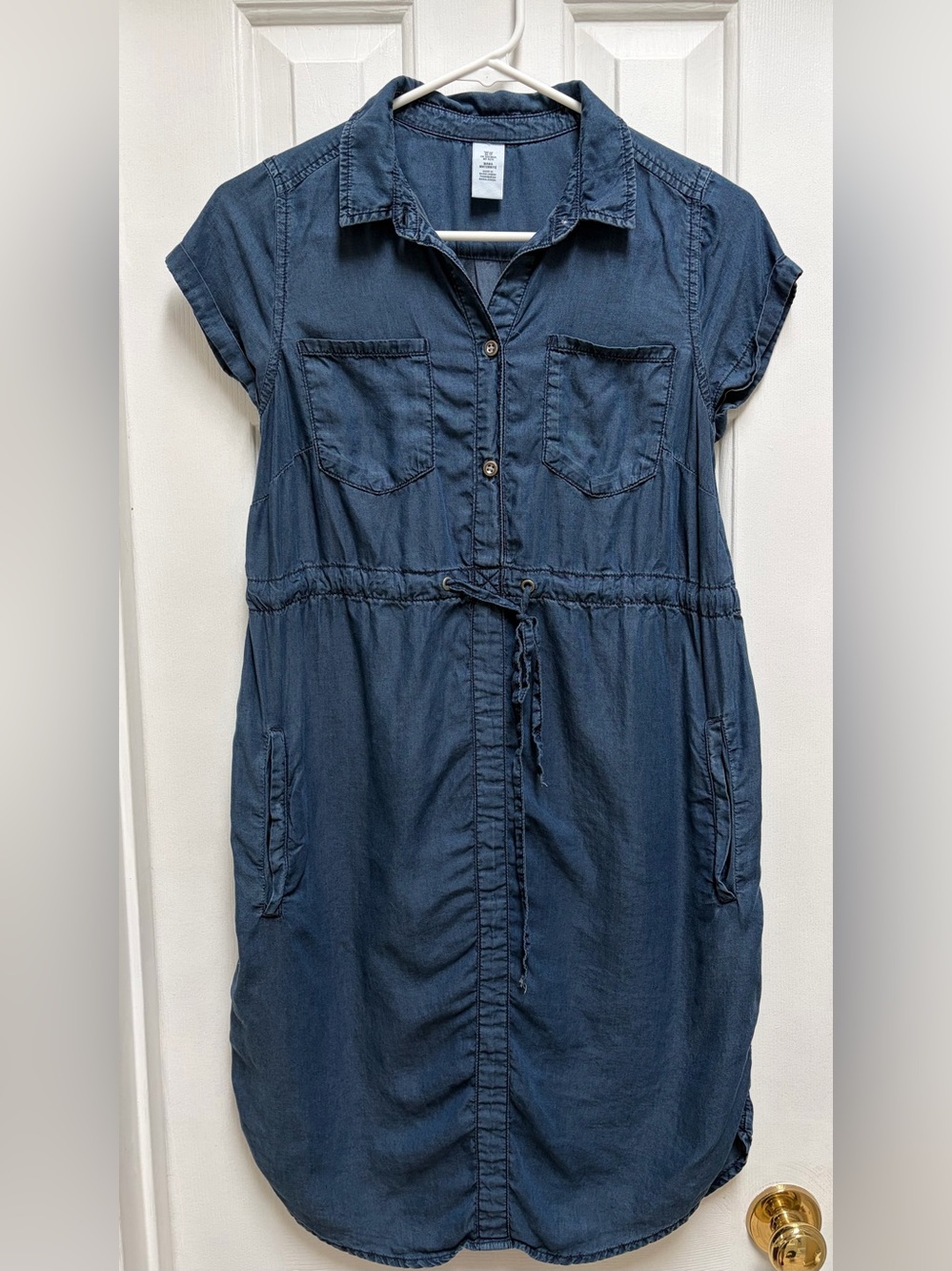 Mama Maternity Denim-Style Blue Drawstring Dress
